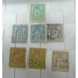 Lot de 7 timbres France classique type Sage n° 66, 75, 87, 2 exemplaires du N° 96, 2 exemplaires du N° 90, voir photo