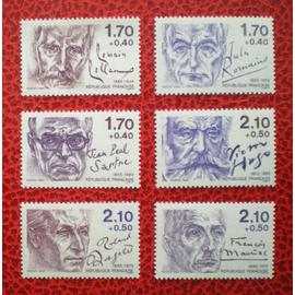 Personnages célèbres - Ecrivains - 1985 - Série complète de 6 timbres neufs ** - Y&T n° 2355, 2356, 2357, 2358, 2359 et 2360