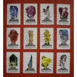 Le monde minéral - Série complète de 12 timbres oblitérés - 2016