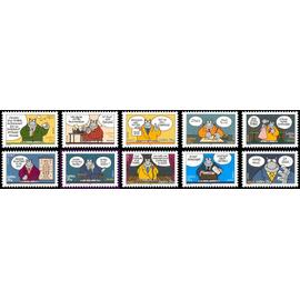 France 2005, Très Belle série complète Neuve** Luxe 10 timbres Yvert 3825 À 3834, "Le Chat" Par Geluck, Auto-Adhésifs, Validité Permanente, Pour Collection Ou Affranchissement.