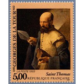 France 1993, très beau timbre neuf** luxe yvert 2828, portrait de saint thomas à la pique par georges de la tour. -
