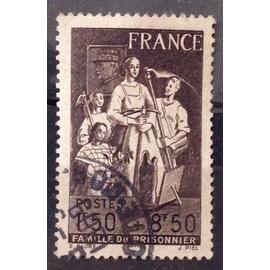Famille du Prisonnier 1f50+8f50 Gris-Brun (Joli n° 585) Obl - France Année 1943 - brn83 - N12550