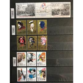 Lot de 14 timbres France 1988 / 1990 / 1992 yt ( 2537, 2538, 2649 à 2654 et 2747 à 2752 )