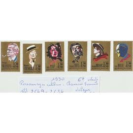 Série Personnages célèbres Chanson Française, Année 1990 Réf. 2649 à 2654, neuve, sans charnière.