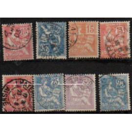 France de 1900 à 1902: Lot de 8 timbres type Mouchon