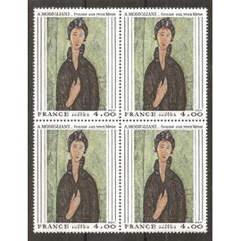 2109 (1980) Femme aux Yeux Bleus Amadéo Modigliani N** en bloc de 4 (cote 10e) (6972)