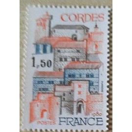 Timbre neuf de 1980, CORDES, 1,50 franc. Illustration de Durrens.
