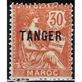 Maroc, Protectorat Français 1918, Beau timbre Yvert 90, Type Mouchon 30c. Orange Libelle "Maroc" Et Surcharge "Tanger", Neuf* -