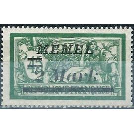 Lituanie 1922, Enclave De Memel Sous Adm. Francaise, Beau Timbre Yvert 69, Type merson 45c. vert et bleu Surcharge "Memel 2 Mark", Neuf*