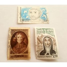 Lot 3 timbres oblitérés - YT 785, 2198, 2249 - De 1947 à 1982 - Religieux et religieuse: Sainte Thérèse d