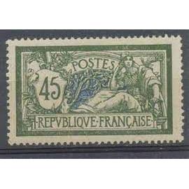 type merson vert et bleu année 1907 n° 143 yvert et tellier oblitéré cachet rond