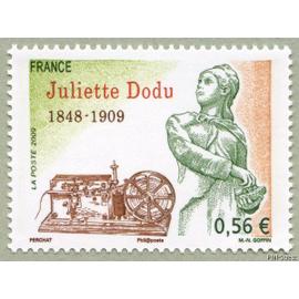france 2009, très beau timbre neuf** luxe yvert 4401, juliette dodu, postière et espionne, médaille militaire et légion d