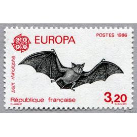 france 1986, très beau timbre neuf** luxe yvert 2417, Europa C.E.P.T., chauve souris, Petit rhinolophe.