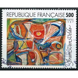 France 1987, Beau Timbre Yvert 2473, Peinture, Oeuvre De Bram Van Velde (1895-1981), "Embrasements", Oblitere, Tbe -
