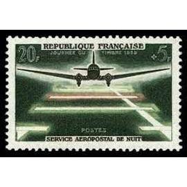 journée du timbre : et 20ème anniversire du service aérospatial de nuit année 1959 n° 1196 yvert et tellier luxe