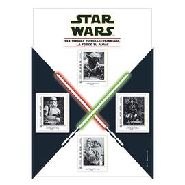 star wars "que la force soit avec toi" bloc feuillet collector année 2015 autoadhésifs validité permanente (4 timbres)