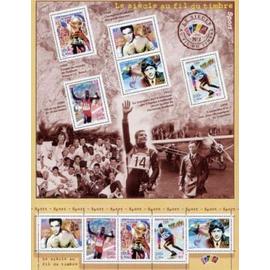 le siècle au fil du timbre (1) : le sport bloc feuillet 29 année 2000 n° 3312 3313 3314 3315 3316 yvert et tellier luxe (10 timbres)