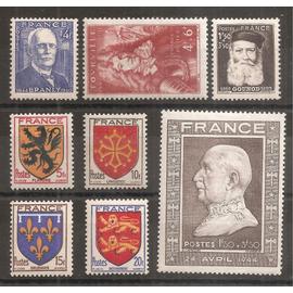 599 à 606 (1944) Série de timbres neufs N* (cote 6,2e) (7128)