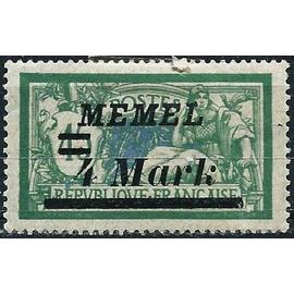 Lituanie, Enclave De Memel 1922, Adm. Francaise, Beau Timbre Yvert 72, Type Merson 45c. Vert Et Bleu Avec Surcharge "memel 4 mark", Neuf*