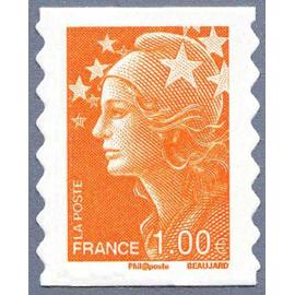 france 2008, très beau timbre neuf** luxe auto-adhésif yvert 2015, marianne de beaujard 1.00? orange. -