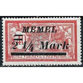 Lituanie, Enclave De Memel 1922, Adm. Francaise, Beau Timbre Yvert 70, Type Merson 40c. rouge et Vert Bleu Avec Surcharge "Memel 2 1/4 Mark", Neuf*