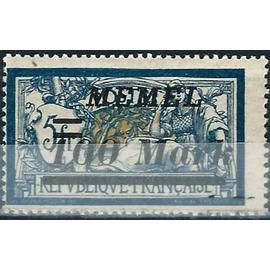 Lituanie, Enclave De Memel, Adm. Francaise 1922, Tres Beau Timbre Neuf** Luxe Yvert 94, Type Merson 5f. Bleu et chamois Avec Surcharge "memel 100 mark".