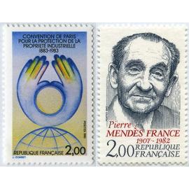France 1983, Très Beaux timbres Neufs** Luxe Yvert 2272, convention de paris sur la propriete industrielle et 2298, Pierre Mendes France.