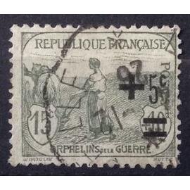 Orphelins de Guerre 1922 - +5c / 15c+10c gris-vert (Très Joli n° 164) Obl - France Année 1922 - brn83 - N27748
