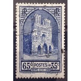 Cathédrale de Reims 65c+35c (Très Joli n° 399) Obl - Cote 13,00&euro; - France Année 1938 - brn83 - N27418