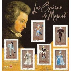 france 2006, très beau bloc feuillet yvert 98 neuf** luxe les opéras de mozart , timbres 3917 3918 3919 3920 3921 3922.