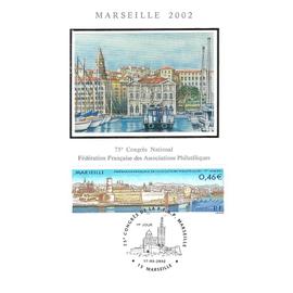 Fdc Cp 2002 - 75ème congrès de la fédération française des associations philatéliques à Marseille - Yvert 3489