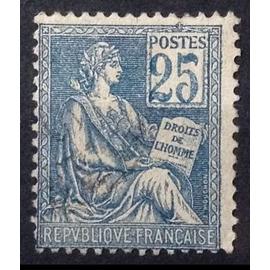Mouchon 1900 (Cartouche Carré) 25c Bleu - Type I (25 décalé et/ou trait continu) (Superbe n° 114) - Cote 11,00&euro; - France Année 1900 - brn83 - N27642