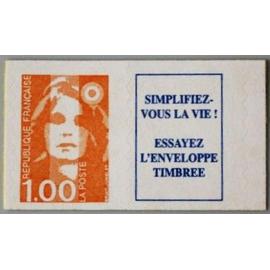 france 1996, très beau timbre neuf** luxe yvert 3009a, marianne de briat ou du bicentenaire, 1.00f orange auto-adhésif avec vignette promotionnelle pour l
