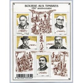 france 2010, très beau bloc feuillet neuf** luxe yvert 4447, timbres 4447 4448 4449 4450 4451, 150ème anniversaire de la bourse aux timbres.