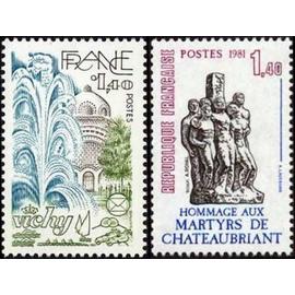 france 1981, très beaux timbres neufs** luxe yvert 2144 vichy, et 2177 hommage aux martyrs de chateaubriant.