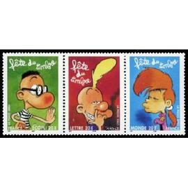 fête du timbre : titeuf, manu et nadia (zep) triptyque 3751a année 2005 n° 3751 3752 3753 yvert et tellier luxe