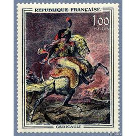france 1962, tres beau timbre neuf** luxe yvert 1365, peinture de gericault, « Officier de chasseurs à cheval de la garde impériale chargeant ».