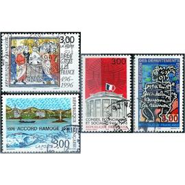 france 1996, beaux timbres yvert 3003 france italie monaco, accord ramoge, 3024 de la gaulle à la france, clovis, 3034 conseil economique et social et 3036 deârtements d