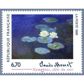 france 1999, très beau timbre neuf** luxe yvert 3247, oeuvre de claude monet "nymphéas, effet du soir".