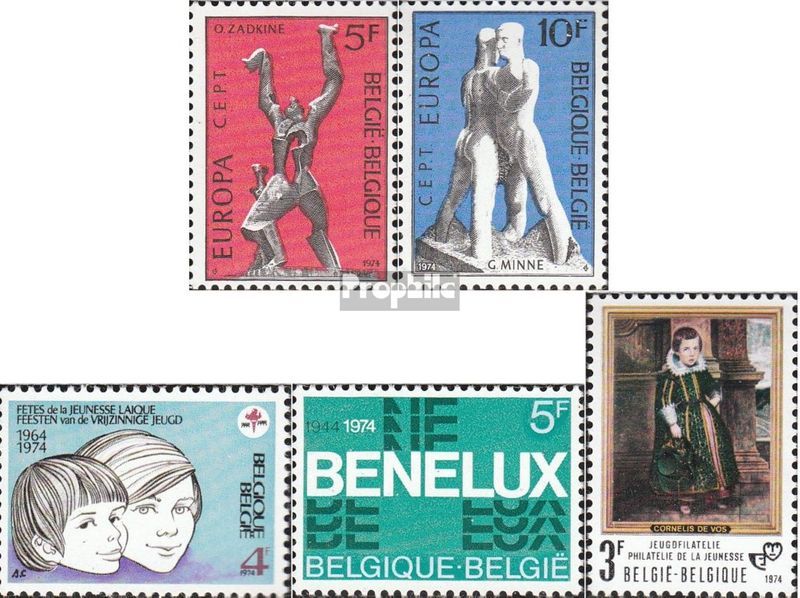 Belgique mer.-no.: 1766-1767,1768,1775,1776 (complète edition) oblitéré 1974 sculptures, Jeunesse, union douanière