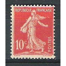 France timbre type semeuse fond plein** 134 10c rouge avec sol