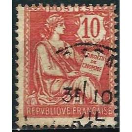 France timbre type Mouchon retouché° 124 10c rose