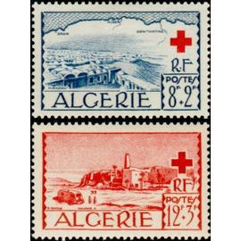 algerie, departement francais 1952, tres beaux timbres neufs** luxe yvert 300 et 301, au profit de la croix rouge, vue d
