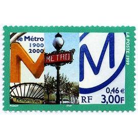 france 1999, très beau timbre neuf** luxe yvert 3292, 100 ans du métro parisien.