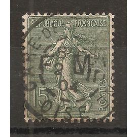 FM 3 (1901) Franchise Militaire Semeuse lignée 15c vert-olive oblitérée (cote 7e) (7276)
