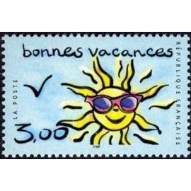 france 1999, très beau timbre neuf** luxe yvert 3241 - bonnes vacances, soleil et lunettes teintées.