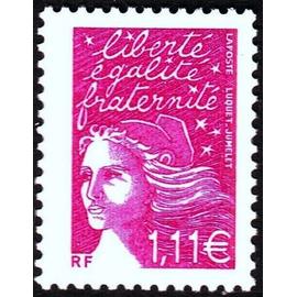 france 2003, très beau timbre neuf** luxe yvert 3574, marianne de luquet 1.11 euro rose fuchsia.