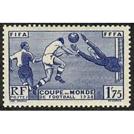 france 1938, beau timbre yvert 396, coupe du monde de football 1938, neuf*