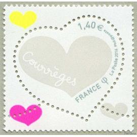 france 2016, pour la saint valentin, très beau timbre neuf** luxe timbres yvert 5025, pour la saint valentin, le coeur par courrège.