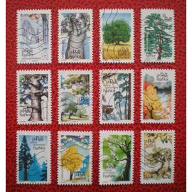 Les arbres remarquables - Série complète de 12 timbres oblitérés - France - Année 2018